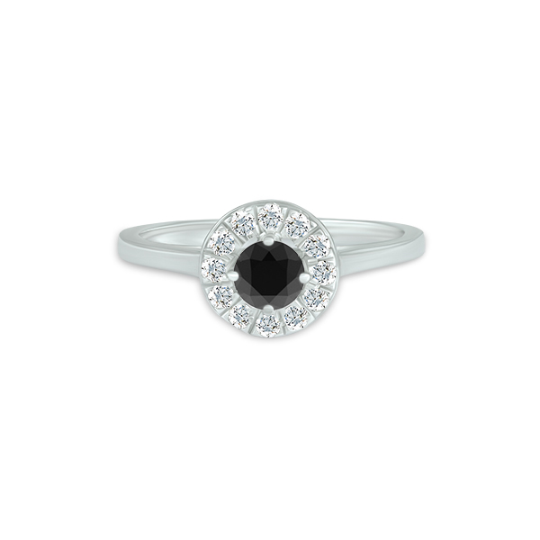 Solitaire diamant noir entourage diamant