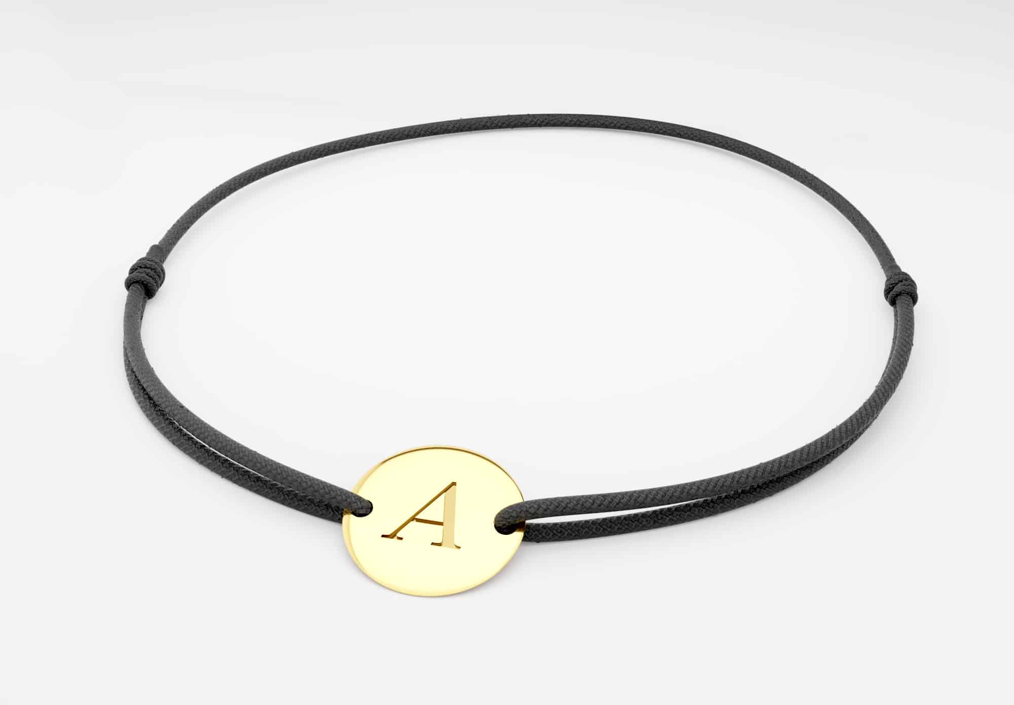 Bracelet cordon médaille - Or jaune 18 carats