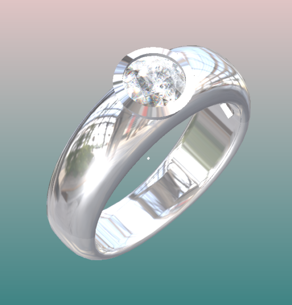 Bague en argent avec un diamant brillant, modèle moderne et élégant. Cette bague possède une monture lisse et polie, mettant en valeur une pierre centrale étincelante. Idéale pour les fiançailles ou comme bijou de luxe, elle incarne le raffinement et le style intemporel.