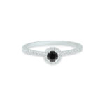 Solitaire diamant noir entourage diamant